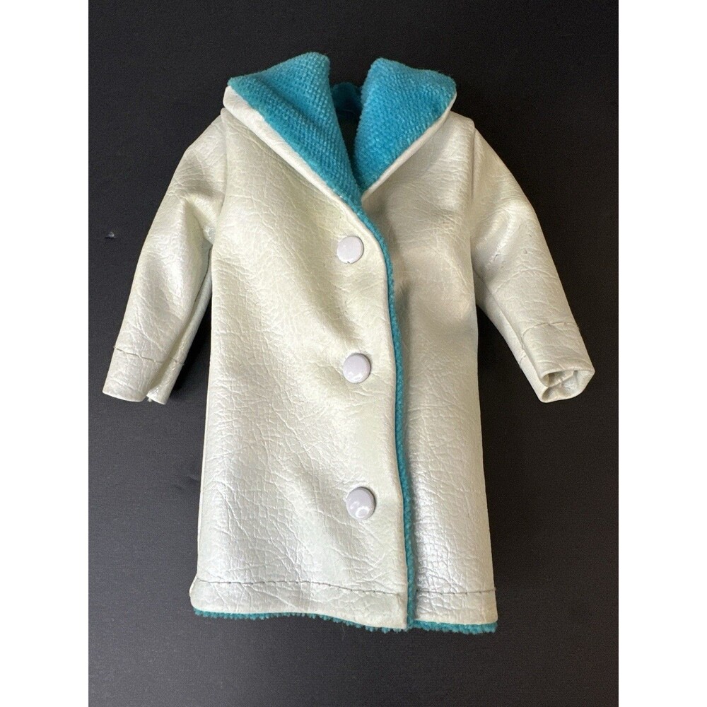 Vintage 1960s Barbie‎ Clone or Handmade Vinyl Coat – White Faux Leather